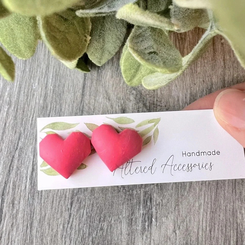 2/$10 Handmade- Puffy Heart Stud
